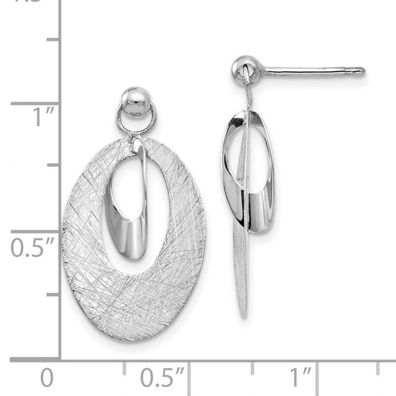 Curata 14k Yellow or White Gold Scratch Finish Fancy Reversible Dangle Post Earrings 24x25mm