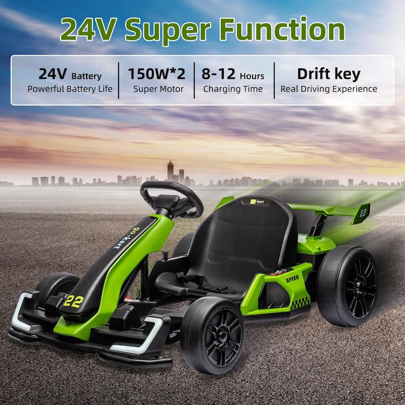 Go Karts for Kids,24V Electric Go Kart with 2 * 150W Powerful Motors