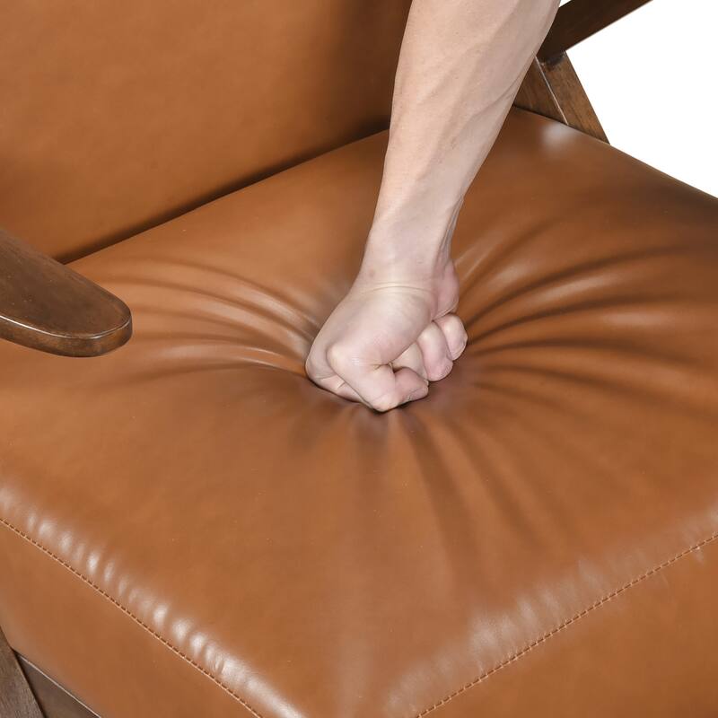 Rhys 26.5" Faux Leather Accent Chair - Solid Rubberwood Frame