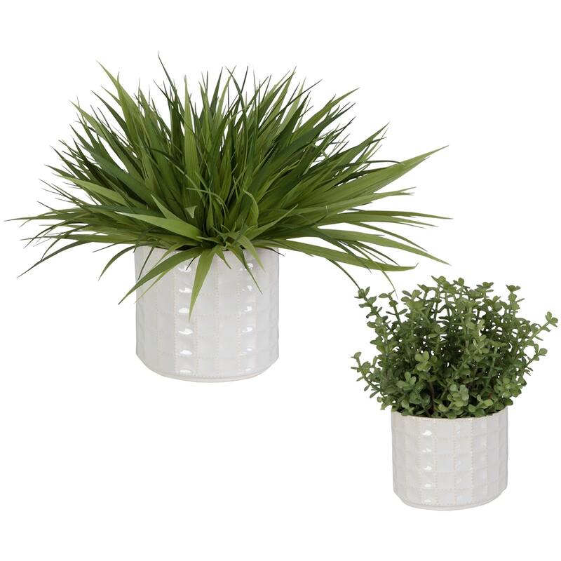 Uttermost 60211 Edgewood 14" Tall Ceramic Faux Flora Planter - Set of - White