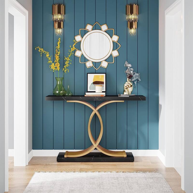 Console Table, Entryway Table with Geometric Legs, Sofa Table - 11.81"D x 39.37"W x 31.49"H