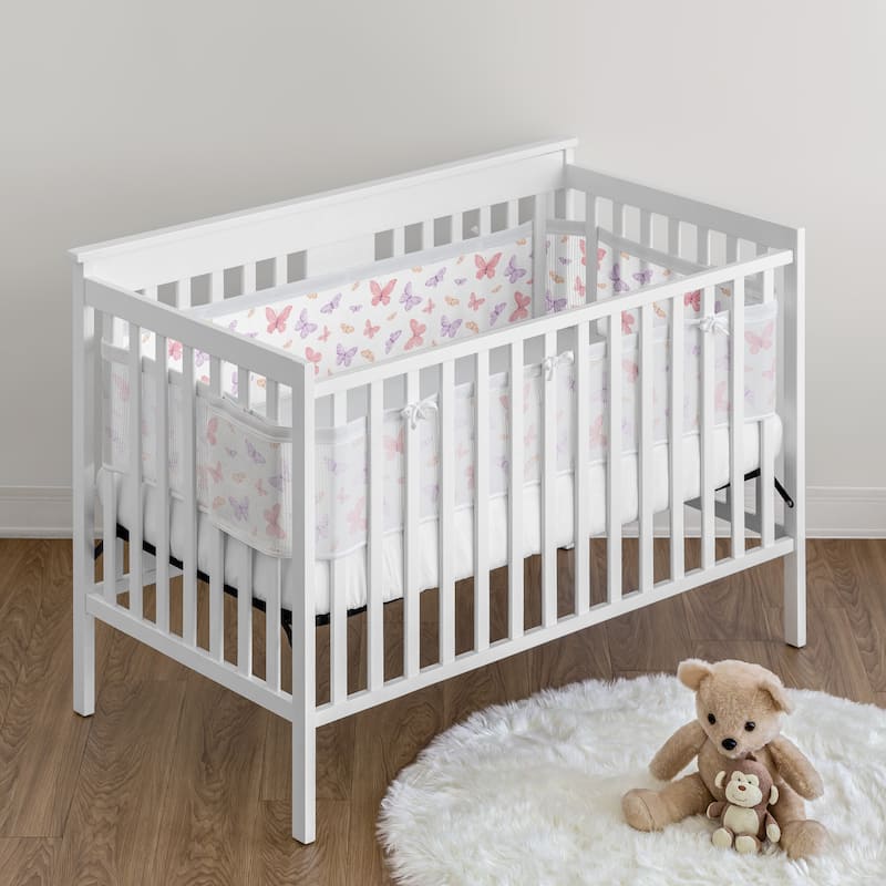 Sweet Jojo Designs + BreathableBaby Breathable Mesh Crib Liner Pink/Purple Shabby Chic Butterfly Girl Butterflies