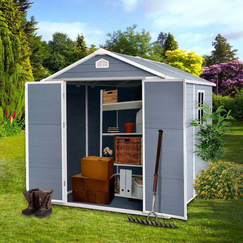 Installed 6 ft. W x 8 ft. D Plastic Shed with Vents (48 sq. ft.) - Grey
