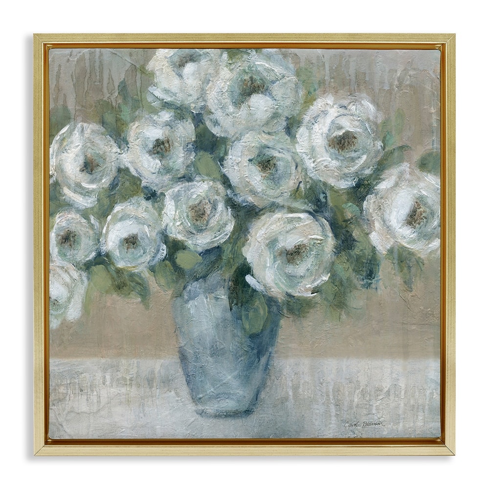 Stupell Round Painted Roses Framed Floater Canvas Wall Art Design By Carol Robinson