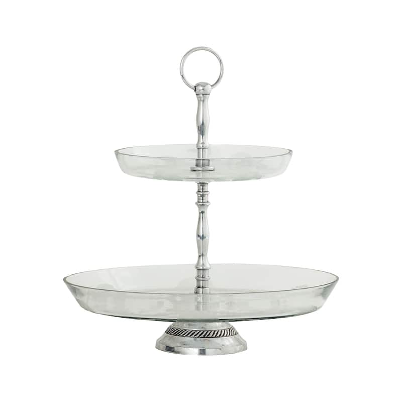 Elk Home Evette Silver Glass 12 Inch Wide Cake Stand