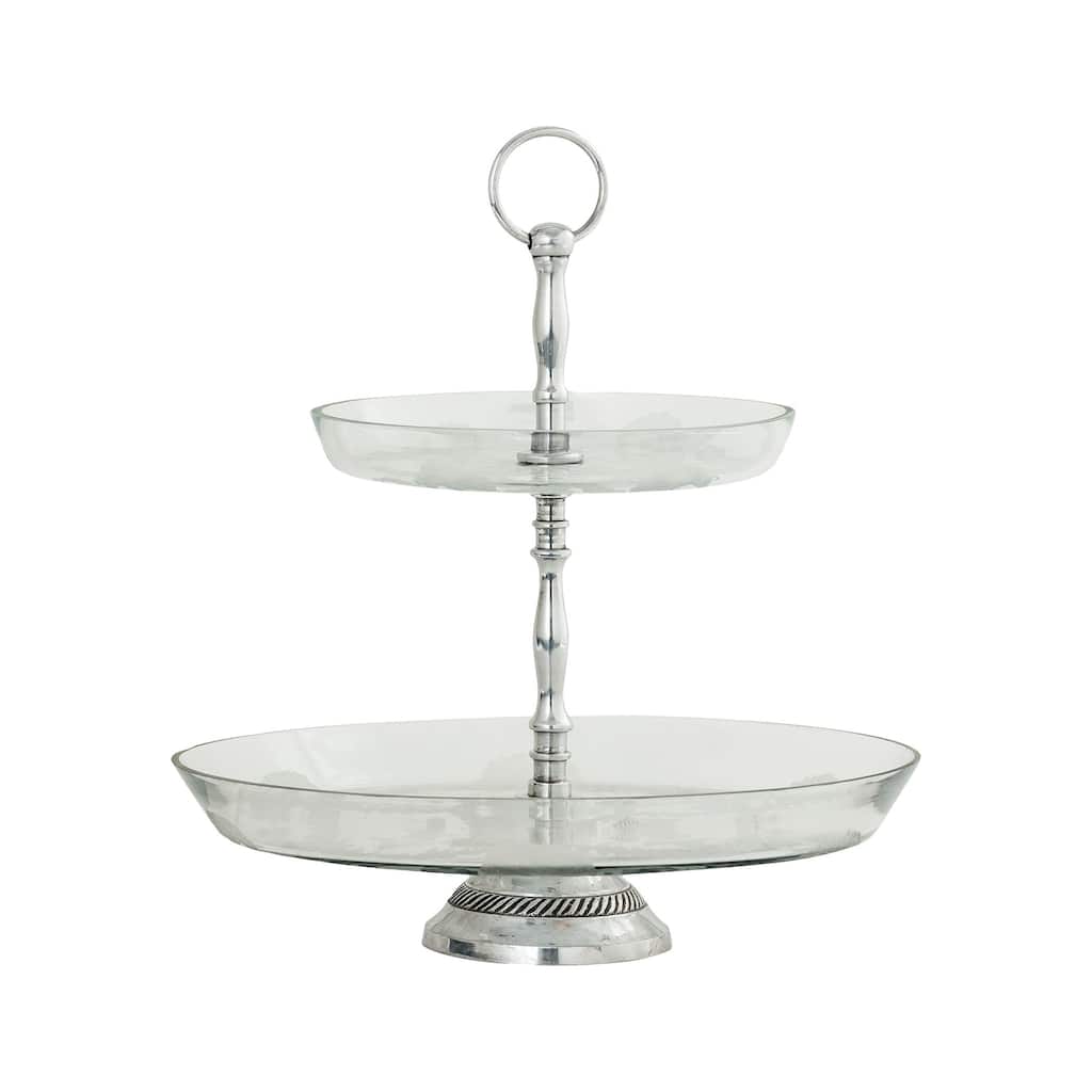 Elk Home Evette Silver Glass 12 Inch Wide Cake Stand