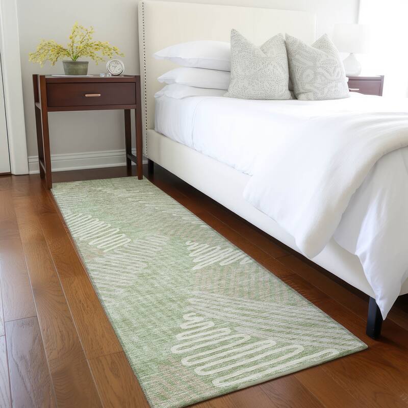 Machine Washable Indoor/ Outdoor Chantille Contemporary Squiggles Rug