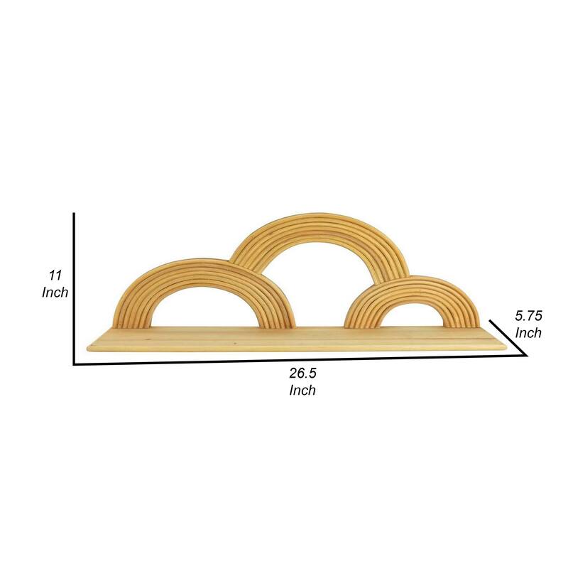 Dadi 27 Inch Wall Decoration Shelf, 3 Layered Semi Circle Design, Brown