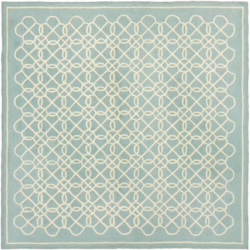 SAFAVIEH Handmade Chelsea Tuyet French Country Wool Rug - 6' Square - Blue/Ivory