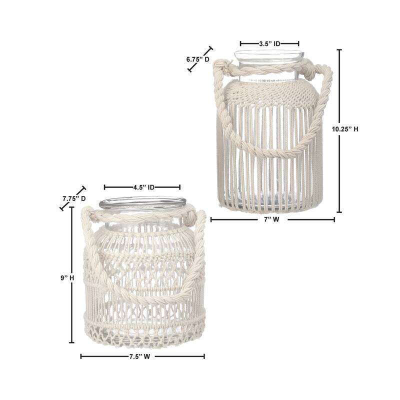 9-10.25" Glass With Thread Lantern Vase