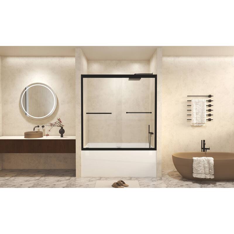 Premium Double Sliding Shower Door with Tempered Glass and Aluminum Frame for Stylish Bathrooms
