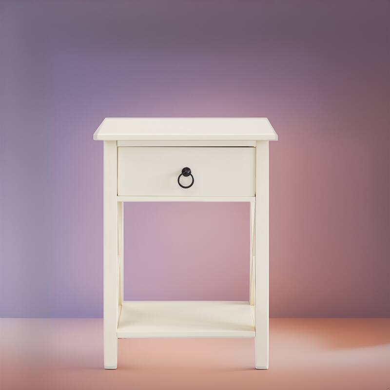 Space-Saving Wooden Side Table with Storage Drawer and Spacious Compartment