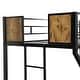 preview thumbnail 5 of 5, Black+Brown Twin over Full Metal Bunk Bed with Trundle and Storage