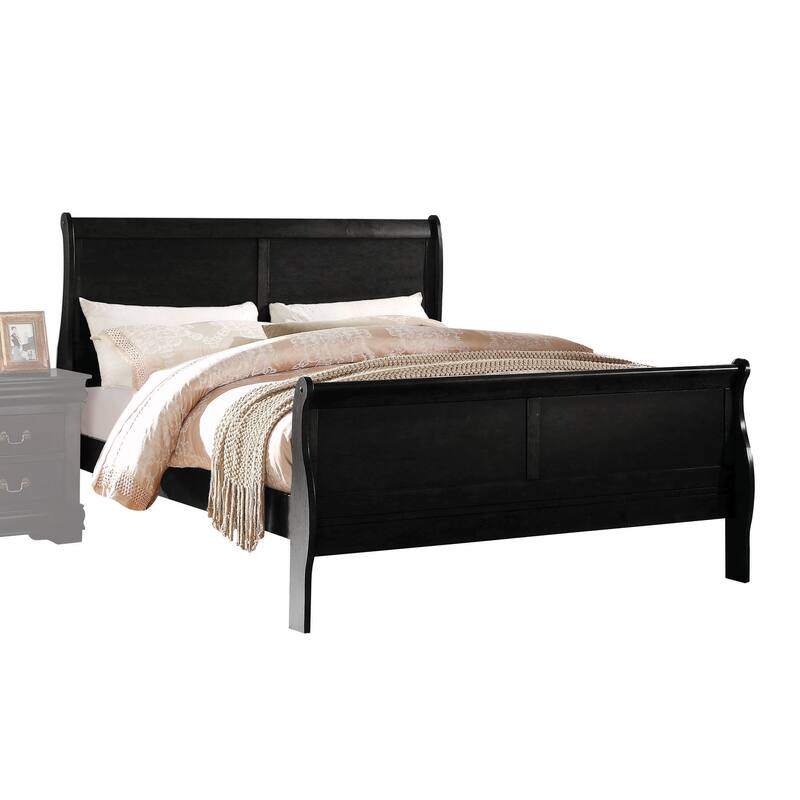 Eastern King Sleigh Bed in Black Finish with Low-Profile Footboard - Black
