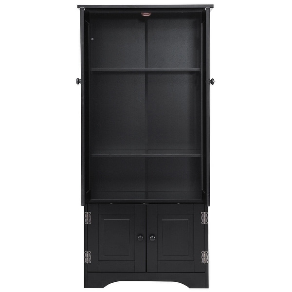 Accent Storage Cabinet Adjustable Shelves Antique 2 Door Floor Cabinet Black