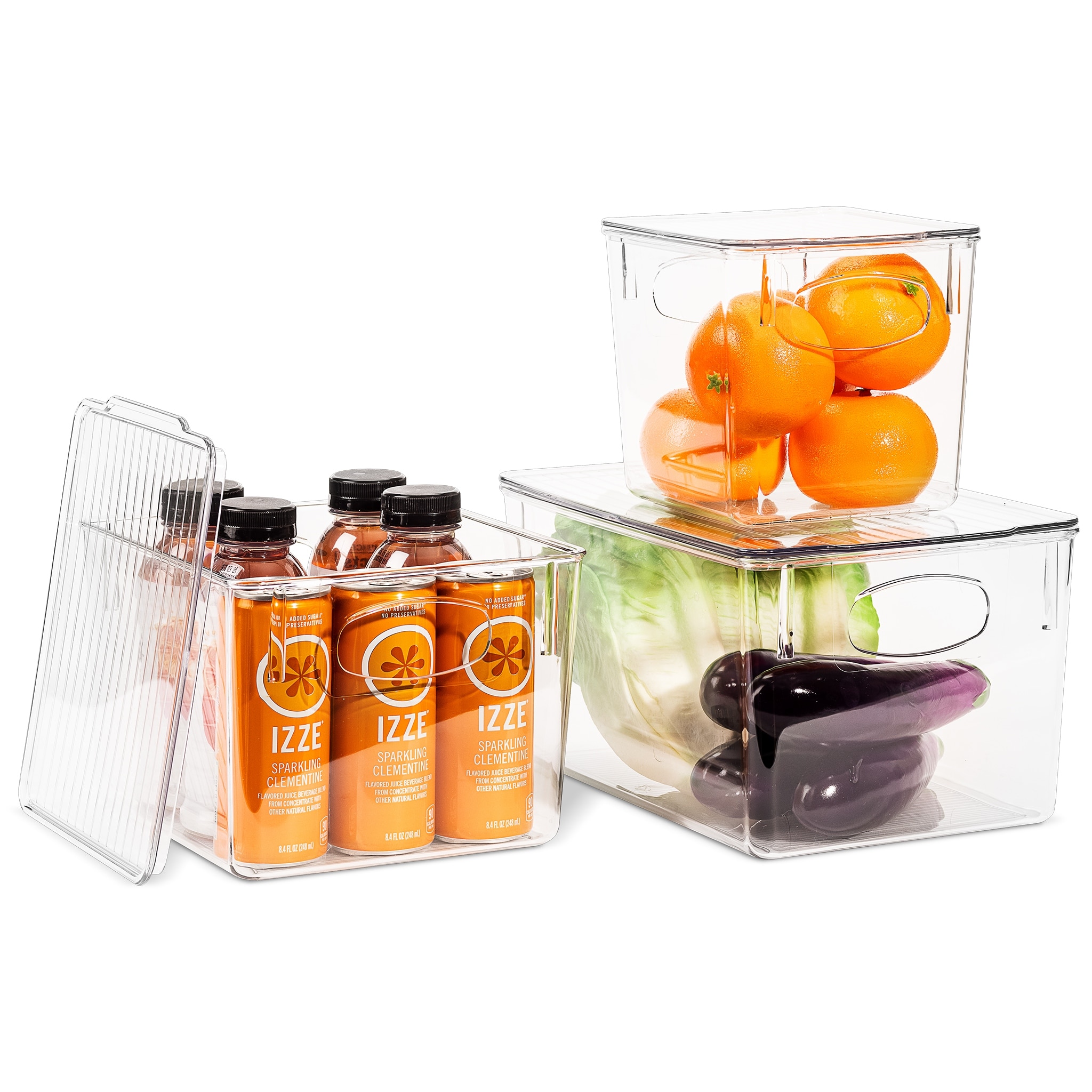 Sorbus Organizer Bins, with Lids & Removable Compartments, Kitchen Pantry Organization Storage Bins with Dividers - Clear