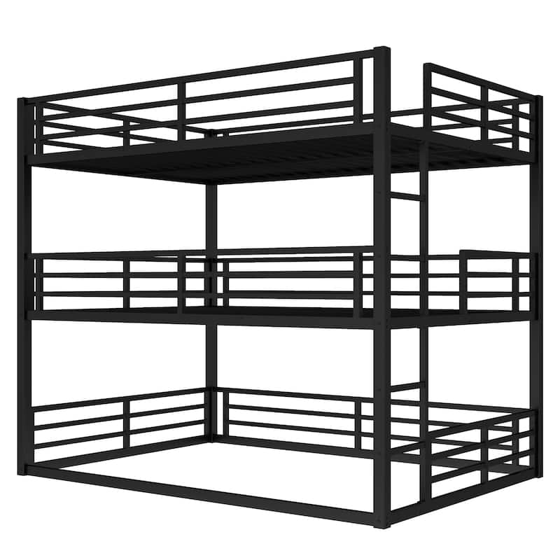 GDFStudio - Fillip Metal Triple Bunk Bed with Guardrails & Noise-Reduced Heavy-Duty Frame