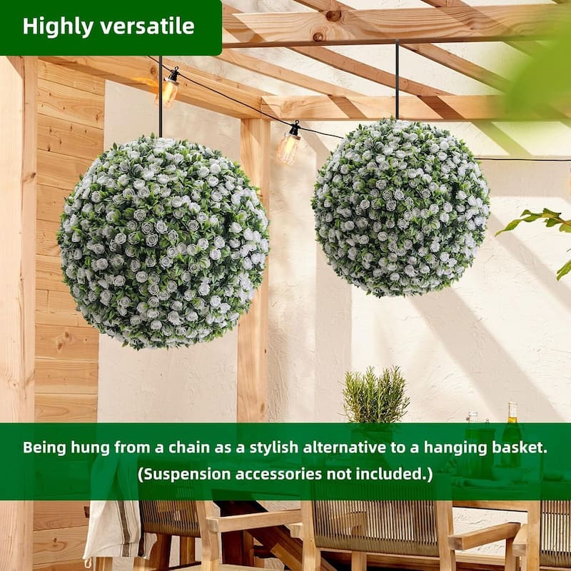 2PCS 15" Artificial Flower Topiary Decorative Balls for Home Decor - 15.7 inch