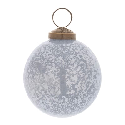 Shiny Finish Glass Christmas Ball Ornaments - 4" (100mm) - Blue - 6ct