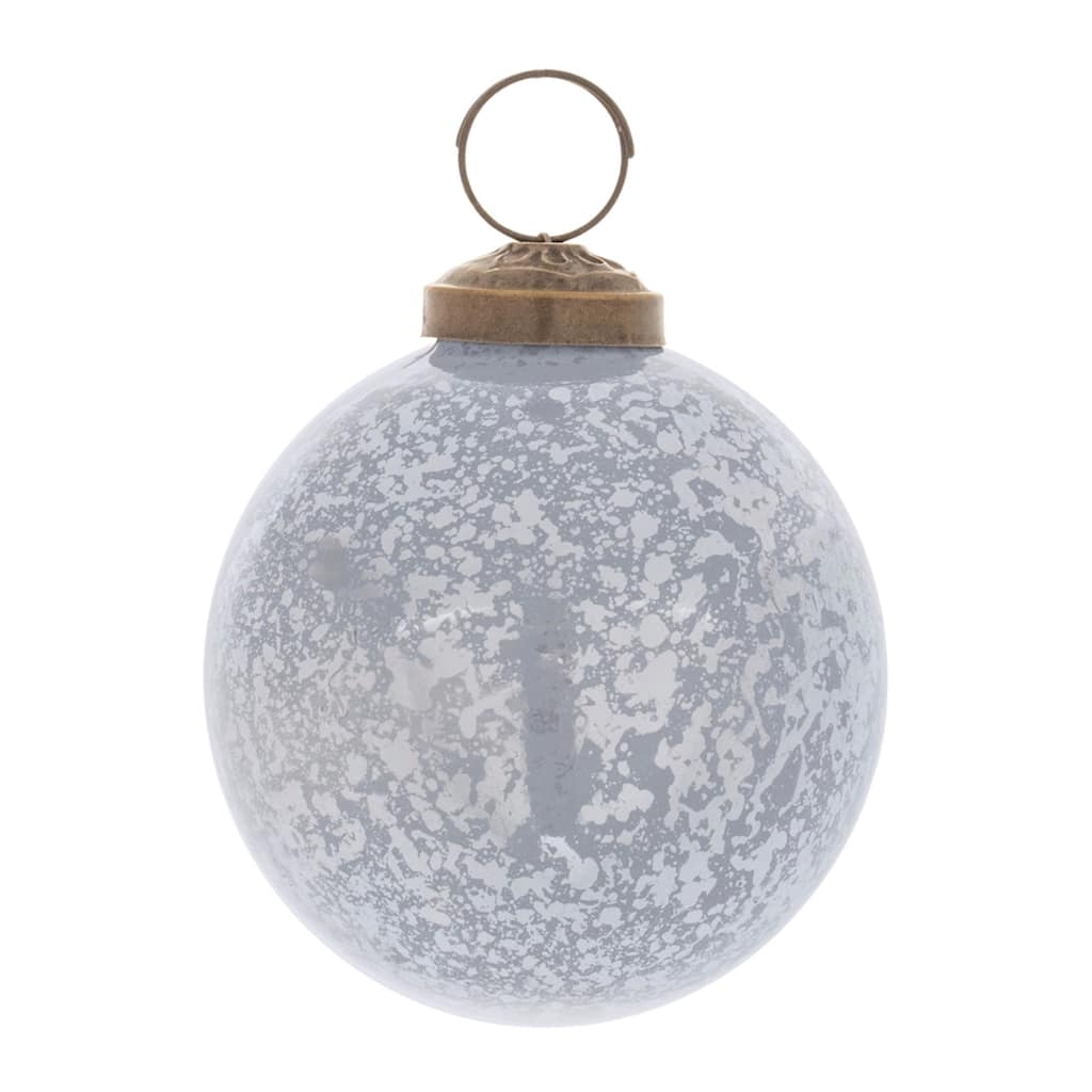 Shiny Finish Glass Christmas Ball Ornaments - 4" (100mm) - Blue - 6ct