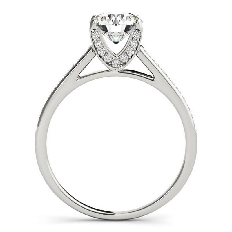 Auriya 3/4ct Round Moissanite and 1/3ctw Diamond Engagement Ring 14K Gold