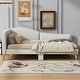 preview thumbnail 11 of 38, Upholstered Daybed with Nailhead Trim, L Shaped Linen Fabric Sofa Bed Frame with Backrest and Armrest, Gold Metal Legs Beige - Full