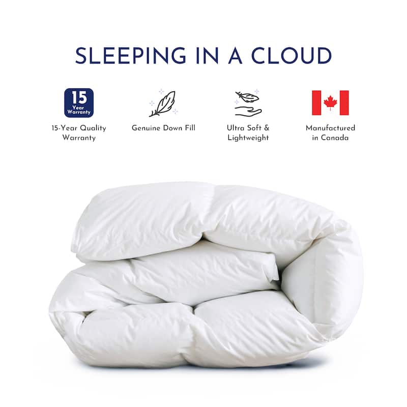 Highland Feather 750 Loft Hungarian White Goose Down Mostar Duvet/Comforter 500TC Casing with Corner Ties