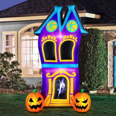 Occasions Airflowz Inflatable Haunted House Projection Silhouette, 8 ft Tall, Purple
