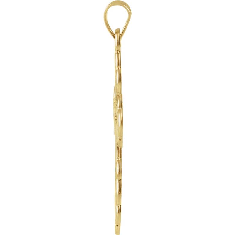 Curata 14k Yellow Gold 12x8mm Small Die Struck Orthodox Cross Pendant Necklace, 16"