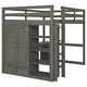 preview thumbnail 30 of 28, Full Size Wooden Loft Bed with Built-In Wardrobe, Desk, Shelves & Drawers - Stylish & Functional