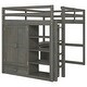 preview thumbnail 15 of 13, Gray Full Size Solid Wood Loft Bed with Wardrobe, Desk, and Shelves