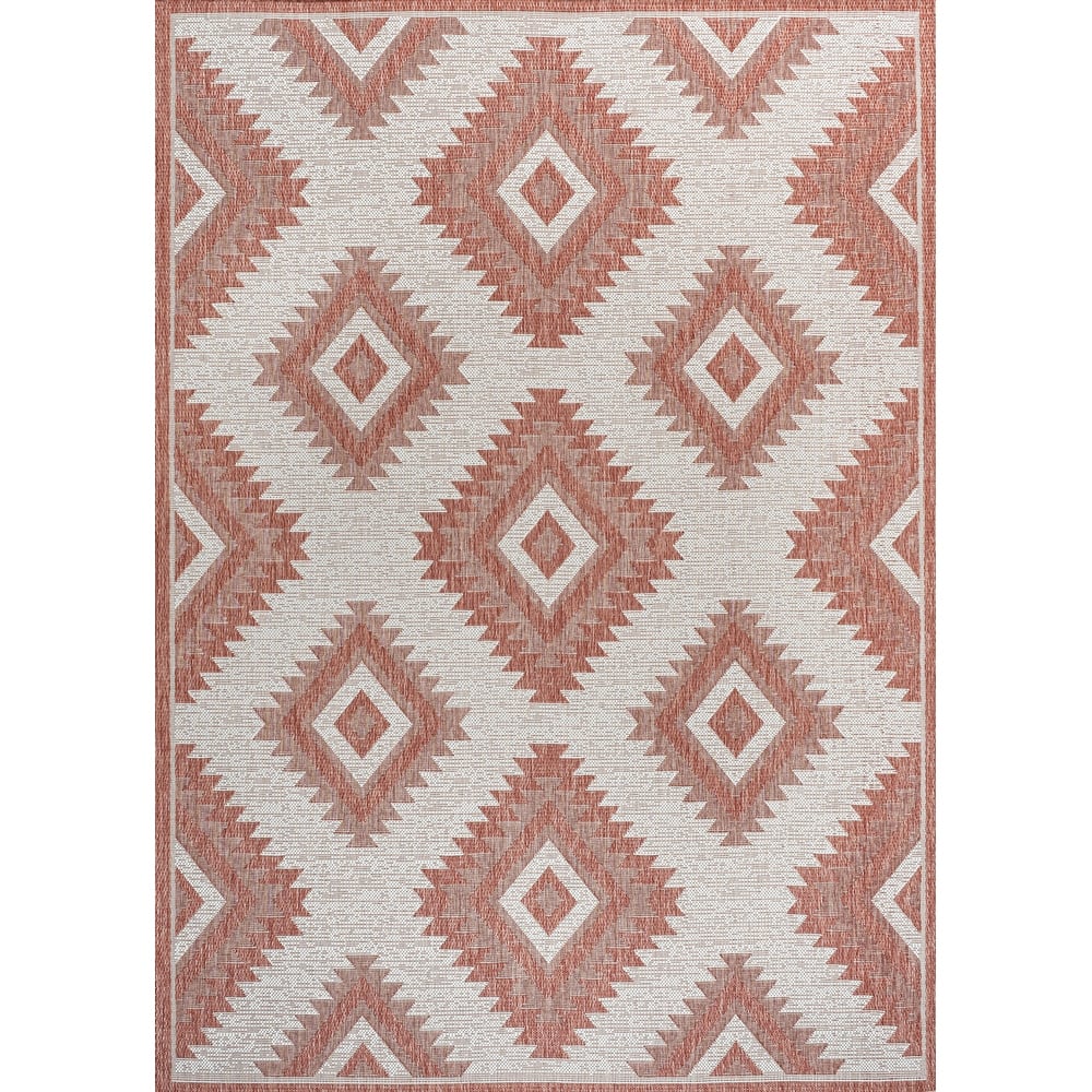 JONATHAN Y Aimee Geometric Moroccan Diamond Black/Cream Indoor/Outdoor Area Rug