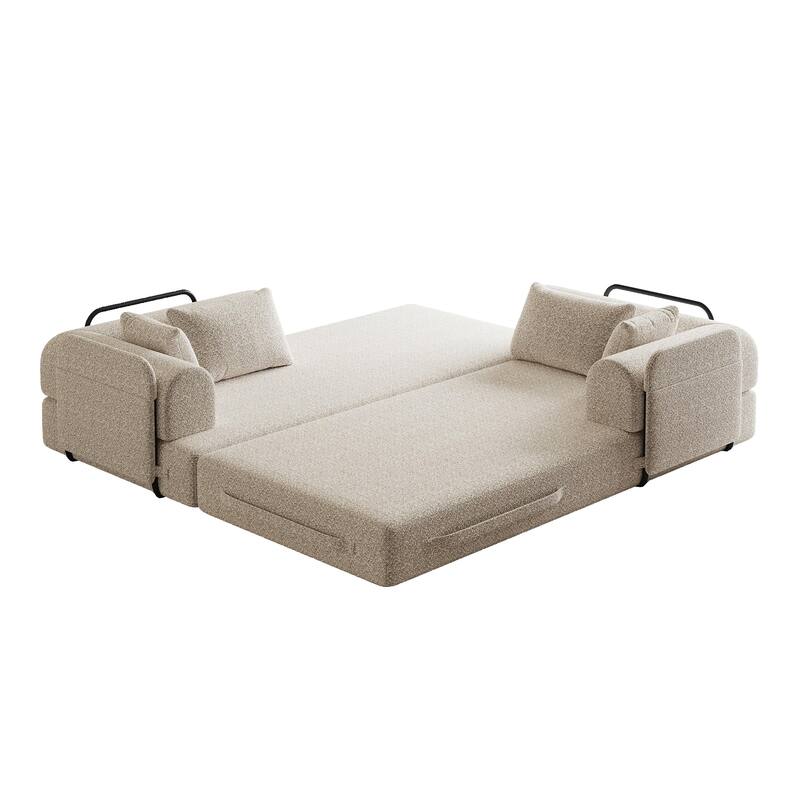 Anmytek Chenille Convertible Sleeper Sofa Bed - With Cylindrical Pillow & Side Pocket