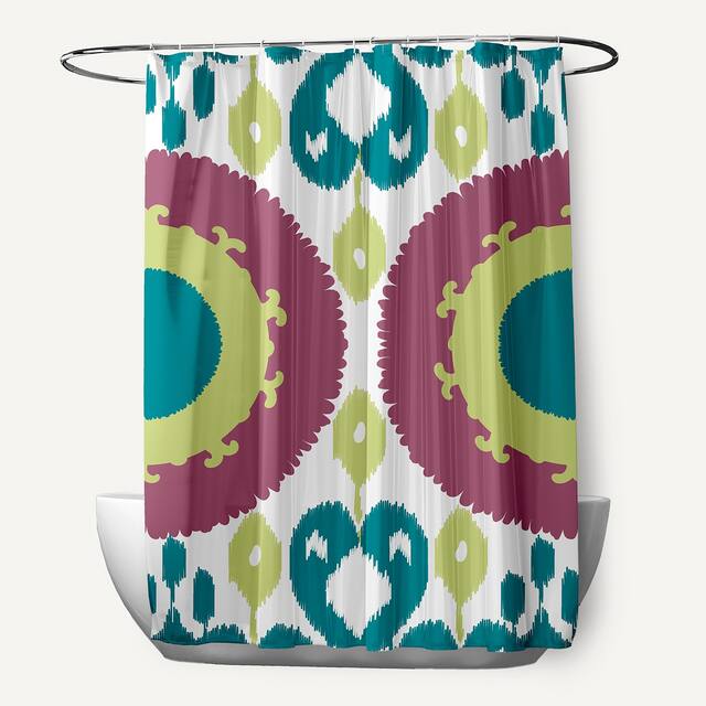 71 x 74-inch Boho Geometric Print Shower Curtain - Teal
