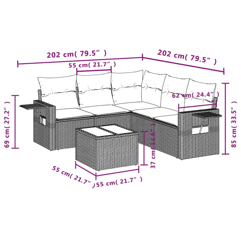 vidaXL Garden Sofa Set Black