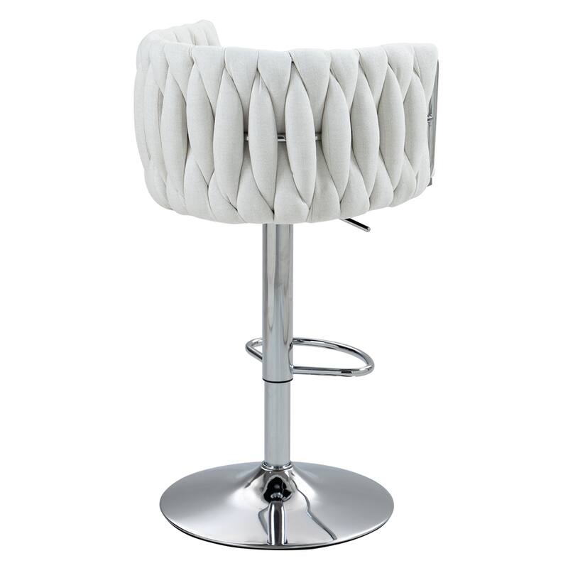 Adjustable Height Fabric Swivel Bar Stools w/ Back & Footrest,Set of 2