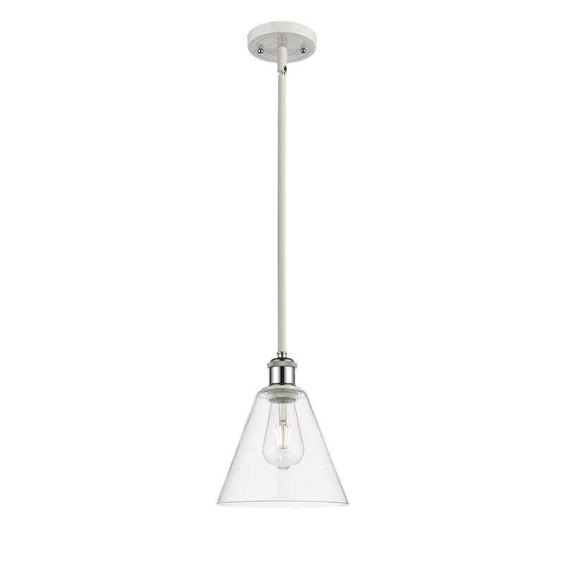 Innovations Lighting Berkshire 1 Light 8" Mini Pendant - Clear/White and Polished Chrome