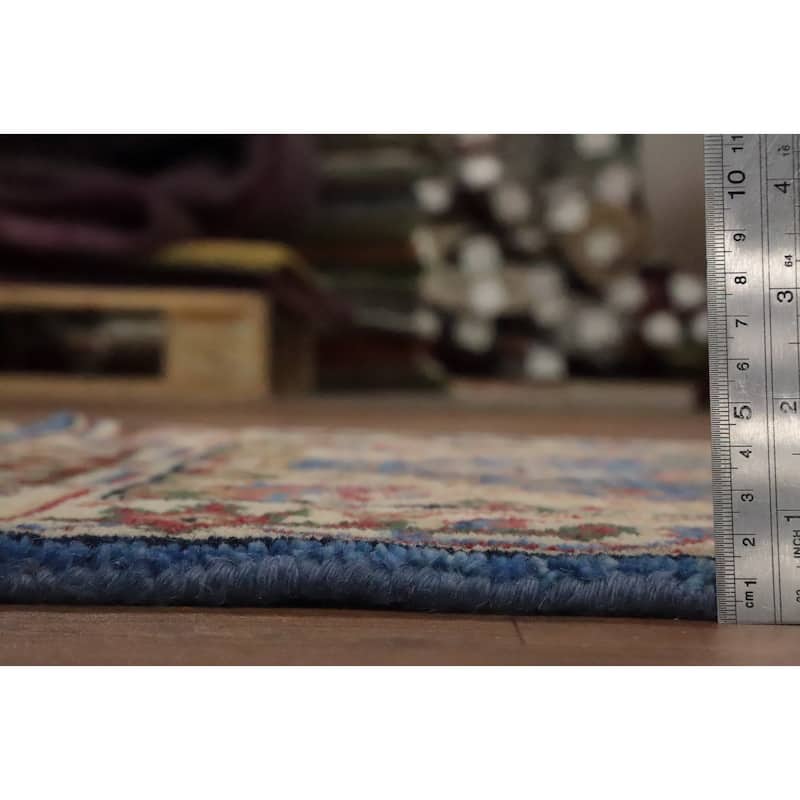 Hand Knotted Oriental 100% Wool Carpet Traditional Medallion Navy Blue & Blues Heriz (serapi) Area Rug - 3' 0'' X 2' 0''