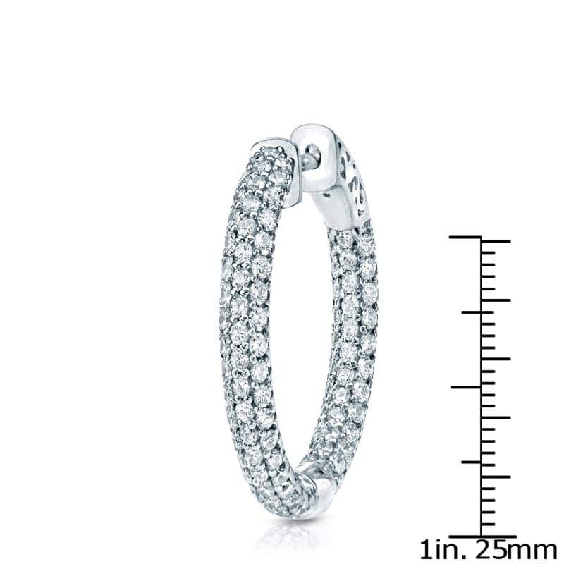 Auriya 14k Gold 4 1/2ctw Medium Pave Diamond Hoop Earrings - 1.25-inch (H-I, SI1-SI2)
