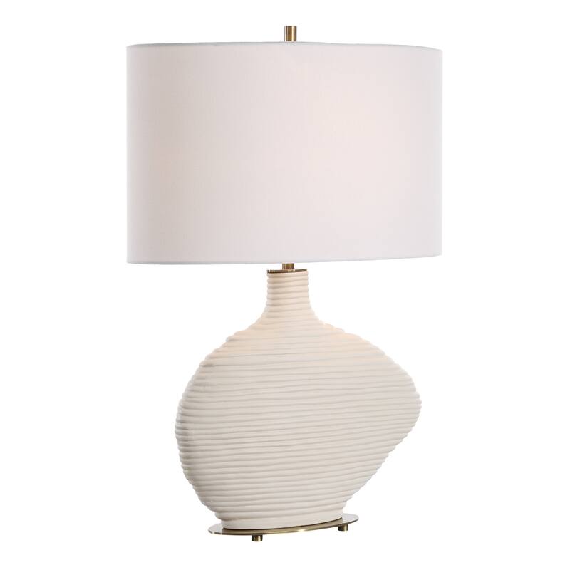 Ceramic Table Lamp with Drum Shade - 24.25" - Antique Brass Finish