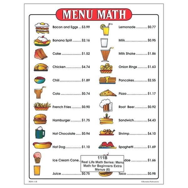 Remedia Publications Menu Math Remedia publications menu math for beginners 6pk extra 111b - Bed Bath ...