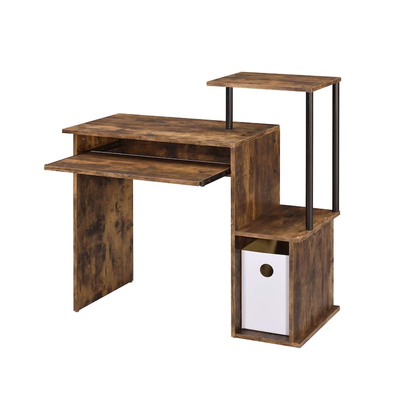 Folding Table with Storage Shelf,32.6 Inch Foldable Computer Desk for Small Spaces,Small Writing Desk for Bedroom and Apartment - Ancient White