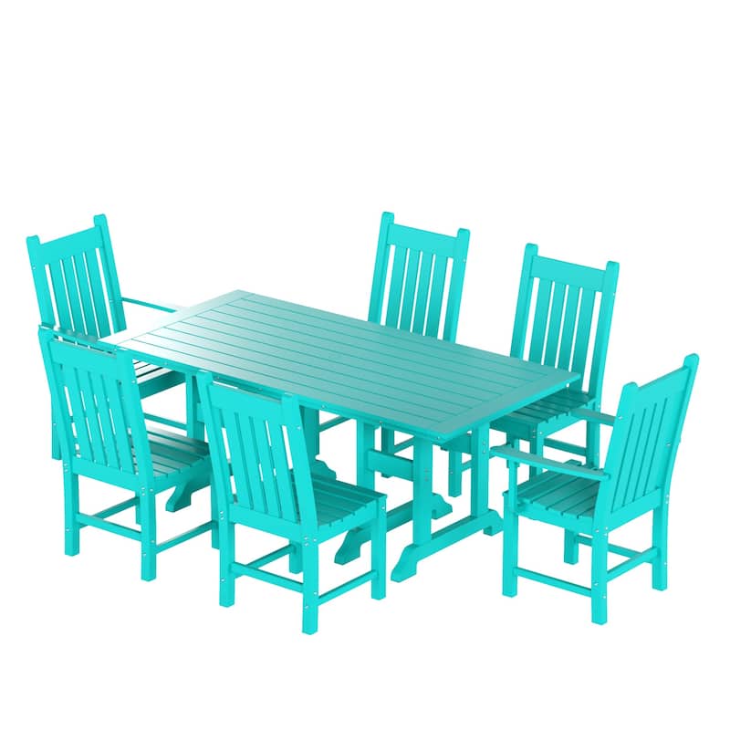 Laguna Hdpe All Weather Outdoor Patio Dining Set with Rectangle Table, Side Chairs (7-Piece Set)
