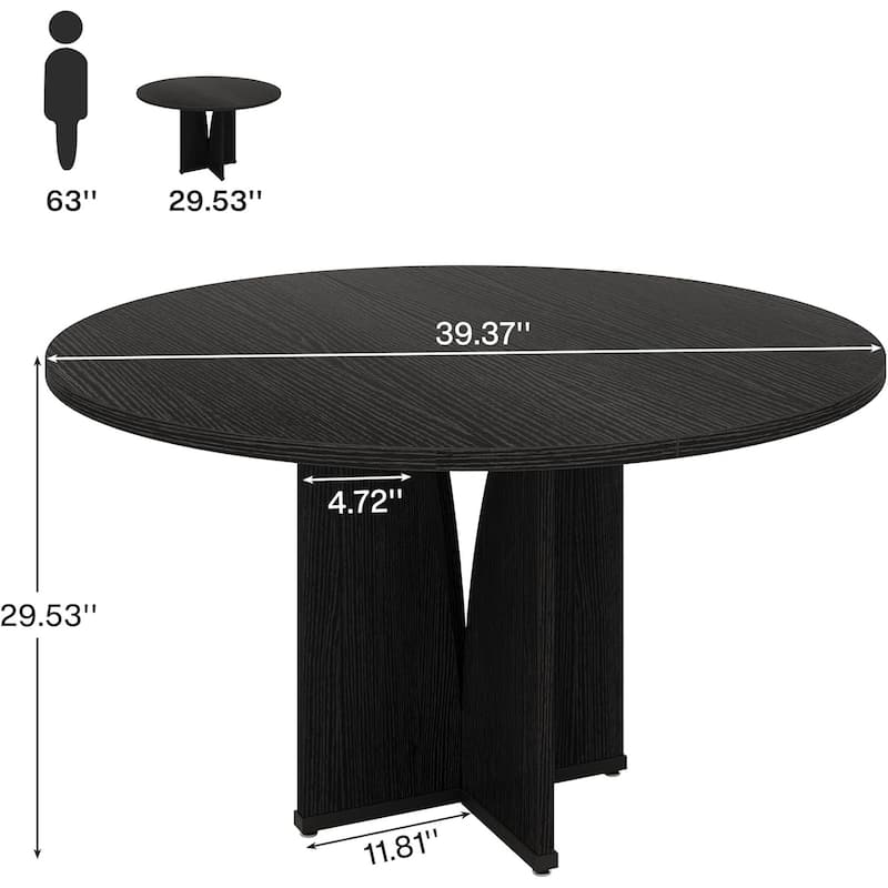 39.4-inch Wood Round Kitchen/Dining Table for 4 People Dining/Living Room