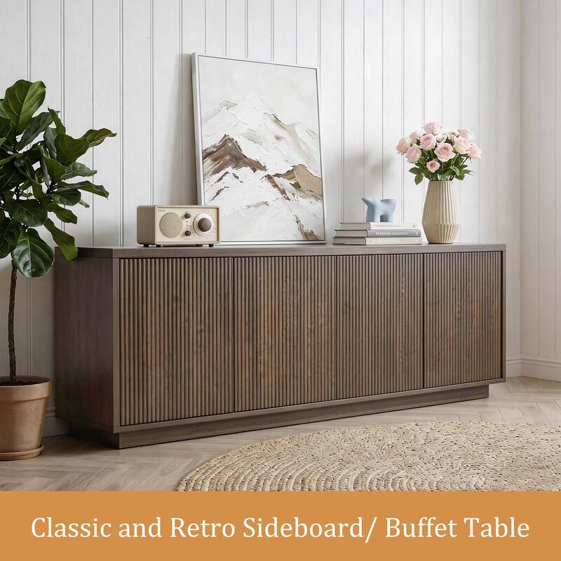 Mid-Century Modern 4-Door Storage Sideboard Cabinet