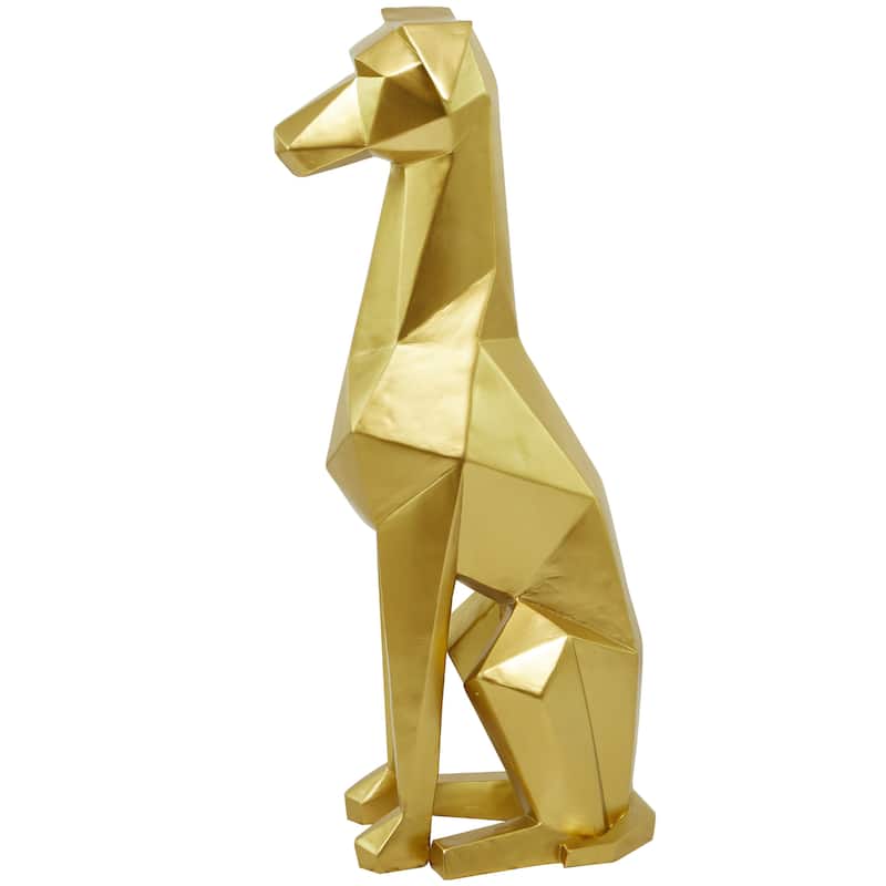Polystone Dog Cubist Decorative Sculpture - Black, Gold, Silver - Roche River Decor