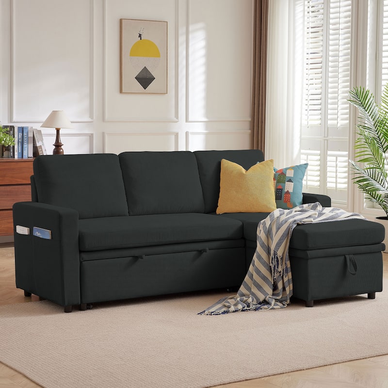 78.94" Pin Striped Fabric Sleeper Sofa