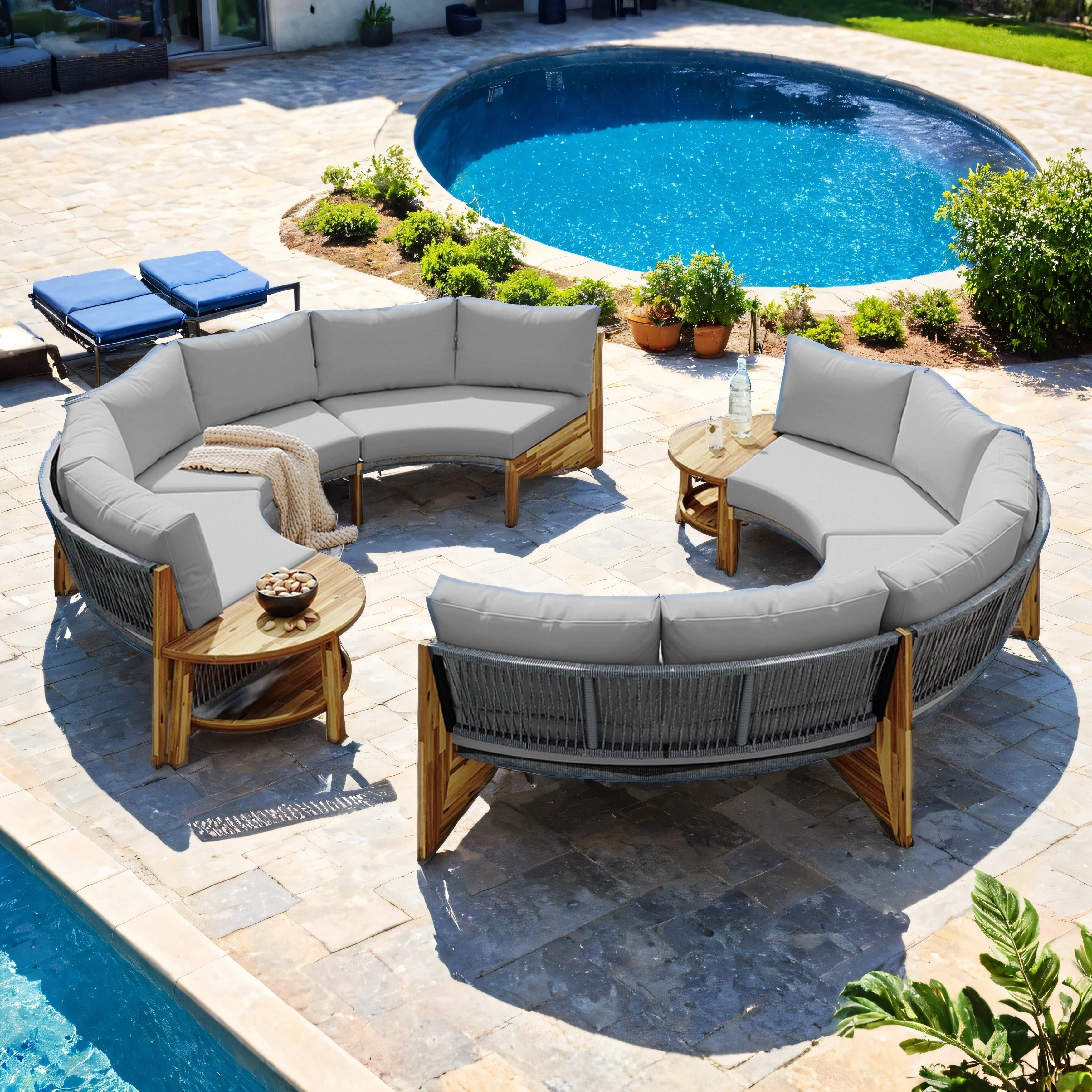 Outdoor Seating Half Moon Outdoor Furniture 12-Seat Outdoor Wicker