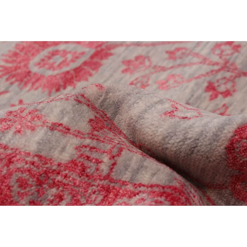 ECARPETGALLERY Hand-knotted Heritage Light Grey Silk, Wool Rug - 6' 1" x 9' 1"