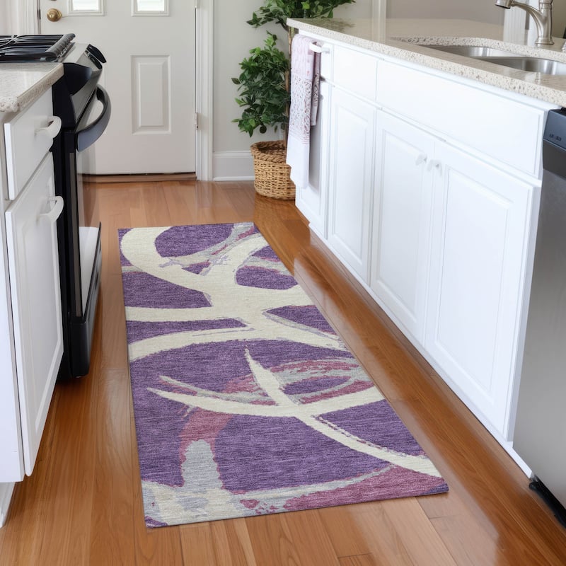 Premium Washable Super Soft Modern Zeus Mayfield Rug - Purple - 2'3" x 7'6"